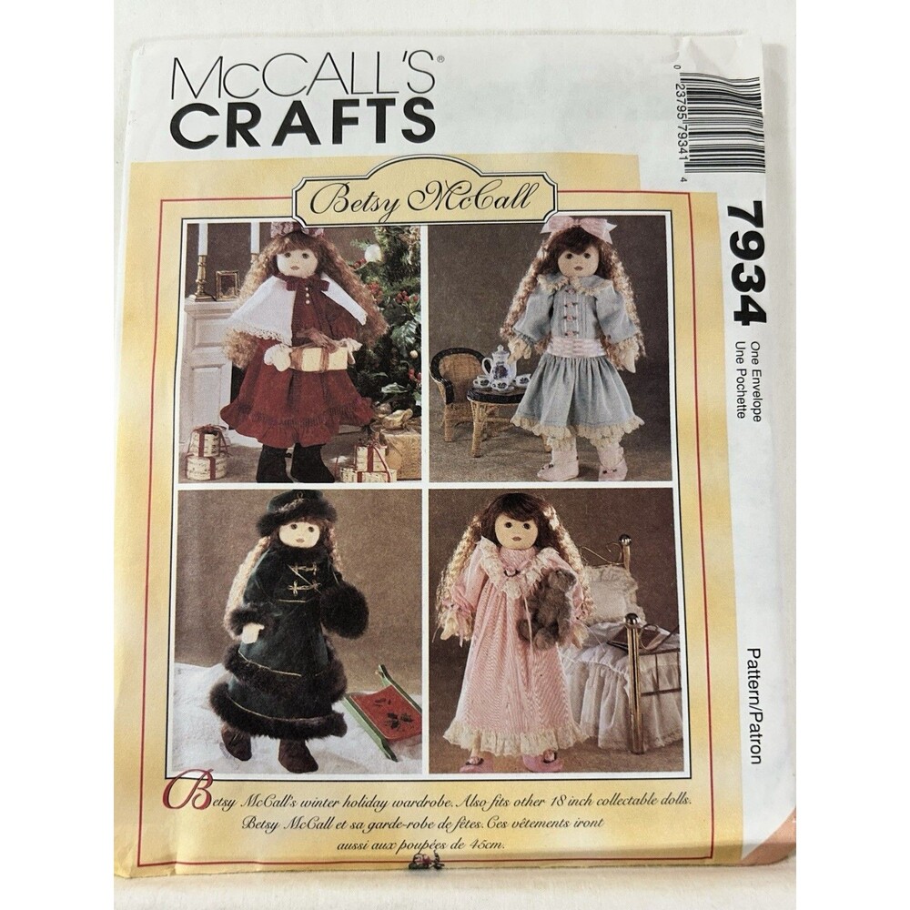 McCall's 7934 Betsy McCall 18" Doll Clothes Sewing Pattern Uncut